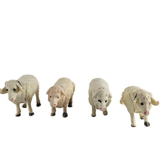 Vintage Hinged Plastic Farm Animal Lot of 11 1970s Cow Pig Sheep Made Hong Kong - Picture 7 of 14